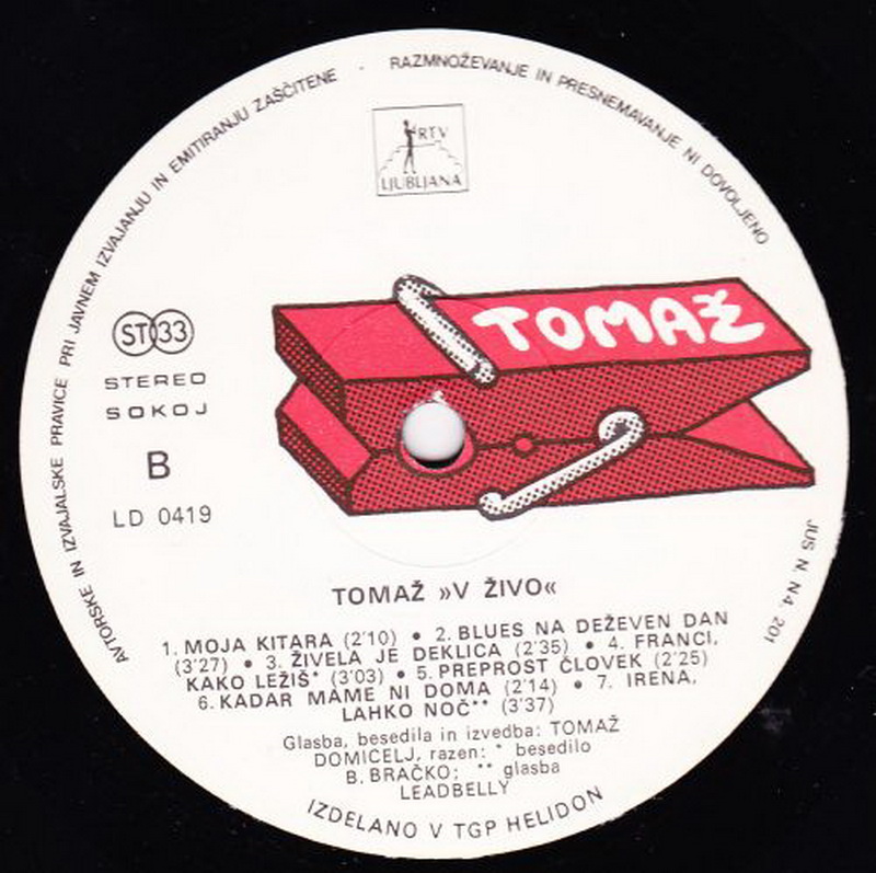 Tomaz Domicelj 1977 V zivo vinil 2
