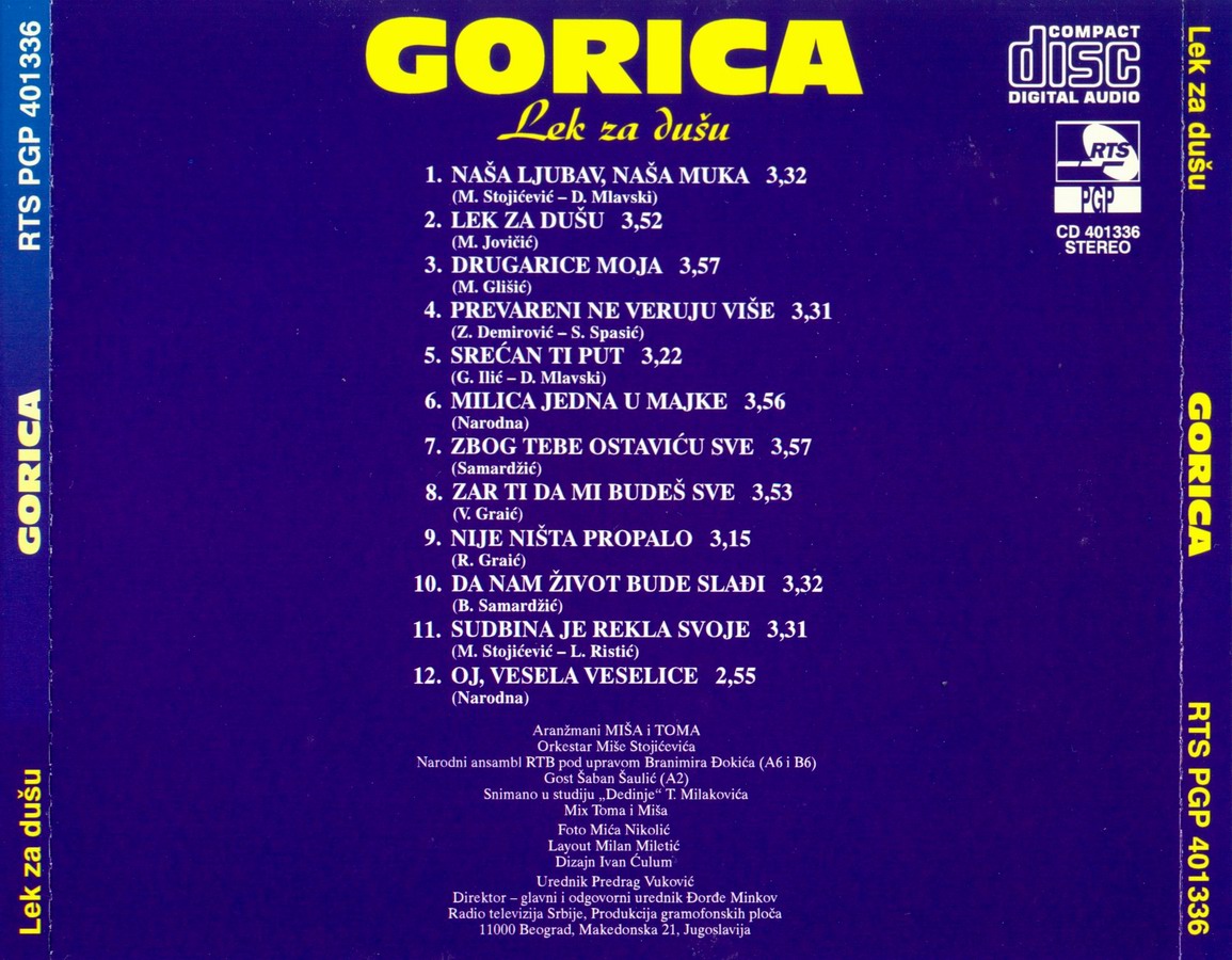 Gorica Ilic 1995 Lek za dusu zadnja