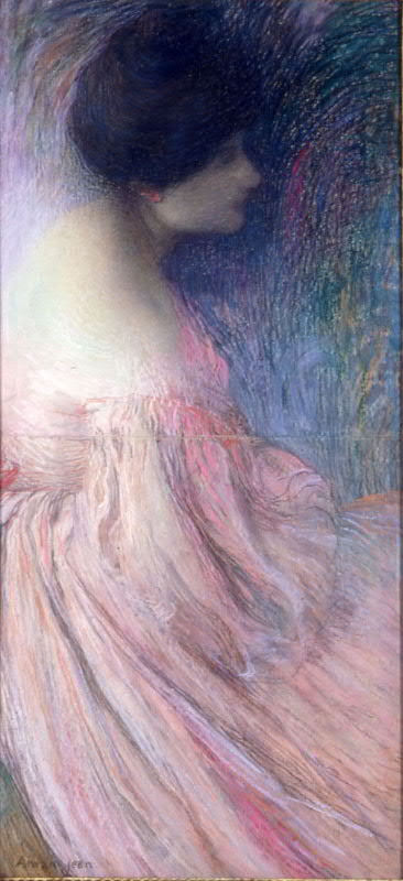 Edmond Aman Jean Woman in a pink dress 1898