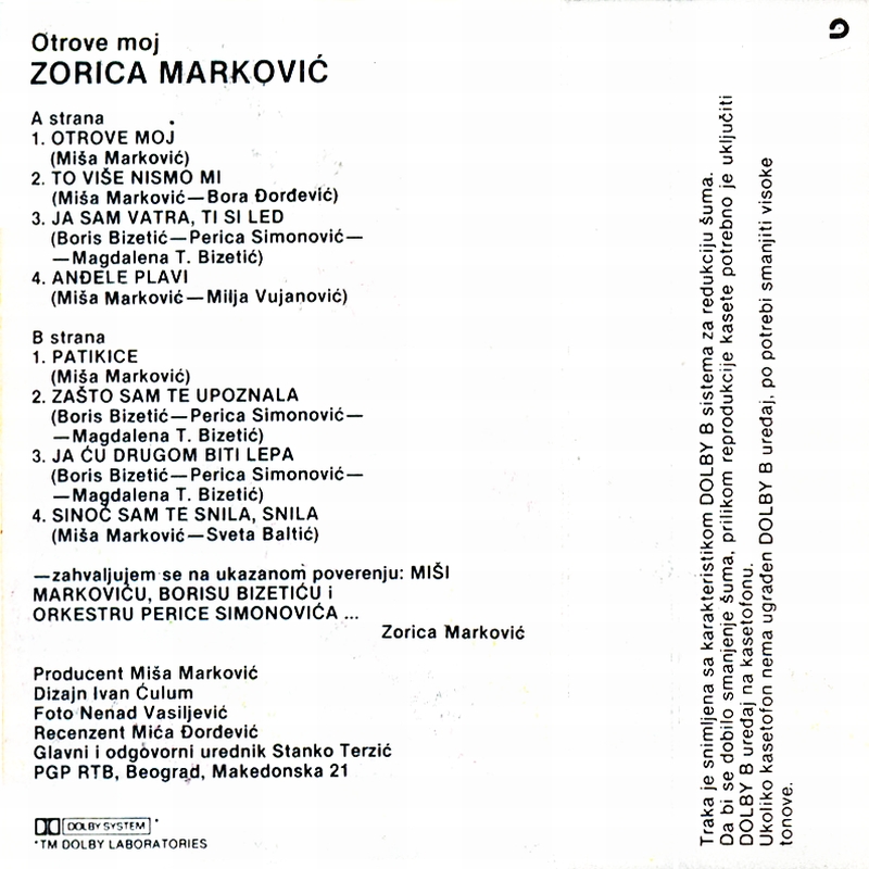 Zorica Markovic 1986 Kas Unutrasnja
